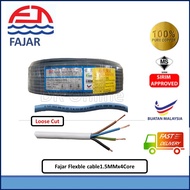 Fajar Flexble Cable 1.5mm 4Core ( 30 /0.25)4core  1Coil /90 Meter 1.5MMX4C-C
