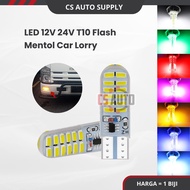 1pc Led 12v 24v T10 Bulb Flash Mentol Kelip Kelip Flashing Cucuk Lampu Kecil Senja