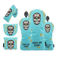 High Quality Embroidered Skull Flower Golf Wood Cover 1/3/5/UT Club Protective Cover No. 1 Wooden Fa