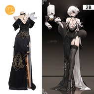 Monkey Fun NieR:Automata YoRHa No. 2 Type B 2B Cosplay Trang Phục Trọn Bộ Của Váy Và Sườn Xám