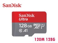 升級140M Sandisk Ultra microSD TF 128G A1 120M C10 記憶卡 無轉卡