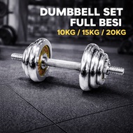 Dumbell Barbell Set FULL Iron 10KG 15KG 20KG Dumbbell/ Weight Sports/