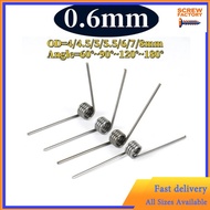 sus304 d0.6mm OD4/4.5/5/5.5/6/7/8mm V-shaped spiral torsion spring angle 60/90/120/180 degrees[SHK-F