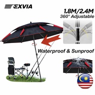 2.6M Big Fishing Umbrella 360° Adjustable Payung Mancing Besar UV Rainproof Camping Beach