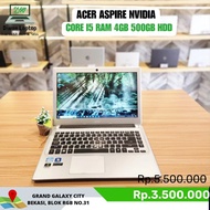  Laptop acer aspire nvidia Core i5 Ram 4GB HDD 500GB Second bekas
