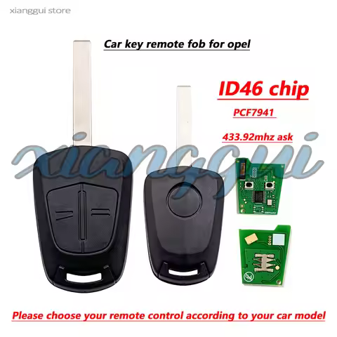 2 Buttons ID46 Chip 433.92mhz Car Key Remote Fob Case Shell Housing for Opel Vauxhall Astra H Corsa 
