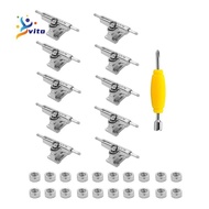 10 Pcs 29mm Fingerboard Trucks Finger Skateboard Deck with Nuts with Spanner Screwdriver for Finger 