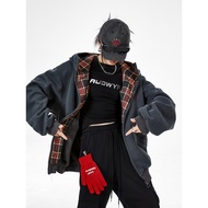 เสื้อแจ็คเก็ตฮู้ดลายสก็อตสไตล์อเมริกัน ICH MODE สำหรับผู้หญิง ฤดูใบไม้ผลิและฤดูใบไม้ร่วง ทรงหลวม คอต