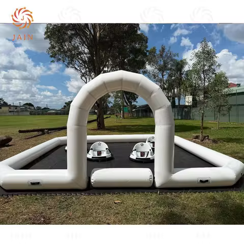 5x5m Kids Inflatable Bumper Car Race Track Sport Game Air Racing Inflatable Go Kart Track Outdoor Am