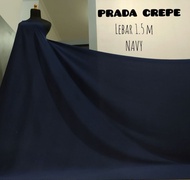 BAHAN KAIN PRADA CREPE WARNA NAVY POLOS HARGA PER 0.5 METER