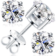 Moissanite Earrings for Men Women, 0.2ct-3.0ct Men 925 Sterling Silver Earrings, Round Cut Diamond S