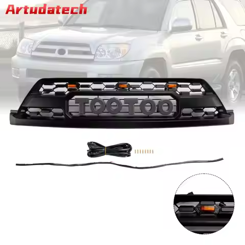 Artudatech Front Bumper Grill Grille fit for Toyota 4Runner 2002 2003 2004 2005 TRD PRO Style W/ LED