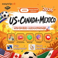 Easytripgo USA,Canada,Mexico eSIM 3-10GB 3-30 Days Unlimited Data | Instant Email Delivery