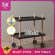 SKplus 2 Layer Danish Trolley Small Bedside Table Simple Mini Solid Wood Coffee Table - Fulfilled by