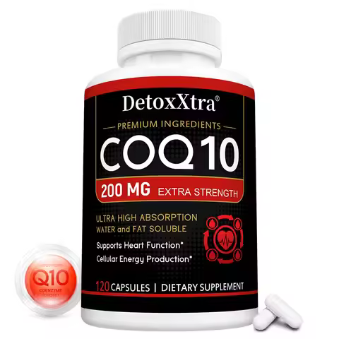 CoQ10 200mg Capsules, Coenzyme Q10 with Vitamin E, Heart Health Anti-Aging Antioxidant, Energy and C