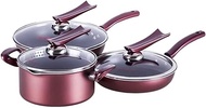 7 Piece Food Grade Aluminum Alloy Cookware Set Heat Resistant Stock Pot + Wok Frying Pan With Glass Lid Kitchen Cookware (Color : A, Size vision