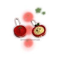 Keychain of tomato cream cookies, handmade apple cream cookies/crochet tomato cookies apple cookies 