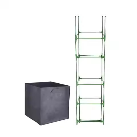 Sturdy Grow Bag Plant Support Kit Square Plant Nursery Bag with Detachable Beams for Tomato Cucumber