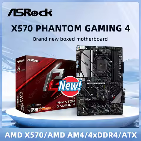 X570 Motherboard ASROCK X570 PHANTOM GAMING 4 AM4 4×DDR4 128GB PCI-E 4.0 ATX For Ryzen 5600 4600G 57