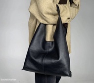 Bucks & leather Black Leather Hobo Bag (M size)