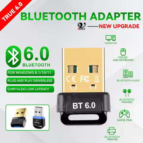 Bluetooth 6.0 (LMP:14.5X) transmitter, USB dongle, wireless adapter, compatible with Win8.1/10/11.fo