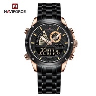 Naviforce นาฬิกาข้อมือผู้ชาย สปอร์ตแฟชั่น NF9205 หน้าปัดกลม สายสแตนเลส กันน้ำ ระบบดิจิตอล+อนาล็อก
