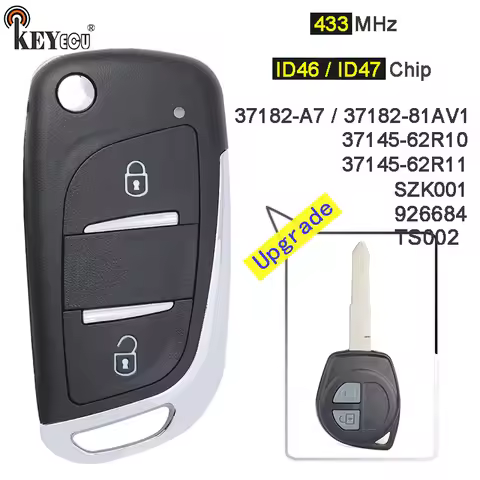 KEYECU 433MHz ID46 / ID47 /4D65 Chip 37182-A7 TS002 Upgraded Flip Remote Key Fob for Suzuki Swift Gr