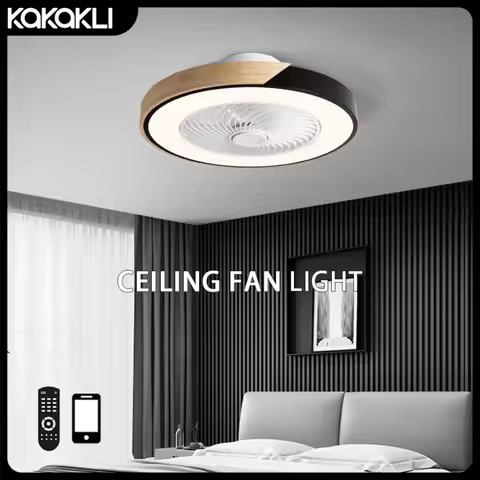 52CM Ceiling Fan Light Smart APP+remote Control Fan Bedroom Dining Room Wooden Ceiling Fan with Ligh
