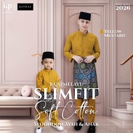 QAYRAA 2026🪔 Mustard Yellow Baju Melayu Soft Cotton Slim Fit Cekak Musang Ayah dan Anak Sedondon Fam