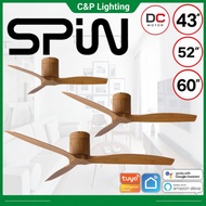Spin Caramel 43" / 52" / 60" Smart Natural Grain Designer DC Ceiling Fan with Optional LED