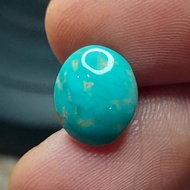Nevada Turquoisenatural Dim: 11.3 x 9.5 x 3.8mm 2.7ct Gold Fiber Oval Cabochon Code A681
