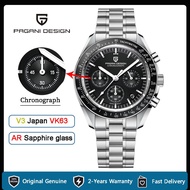 PAGANI DESIGN Original Men Watch Japan Vk63 Machine Sapphire Glass Quartz Stainless Steel Sport Watc