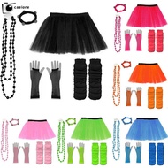 CAEIORE Neon 80s Prom party Leg Warmer Gloves Beads Costumes Set