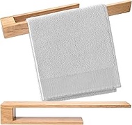 KUINEA® Towel Rack No Drilling Wooden Towel Rack, 40 cm, 100% Oak Wood for Bathroom and Kitchen, Tow