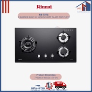 Rinnai RB-73TG 3 Burner Built-In Hob Schott Glass (Black) Top Plate