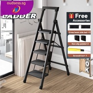 SENBIJU Ladder Indoor Household Thickened 5-step Ladder 6-7-8 Step Folding Herringbone Ladder PIOC