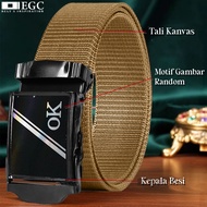 Men's NYLON CANVAS Belt with RANDOM Head Pattern UNISEX Men's Buckle/ - AH-314-1