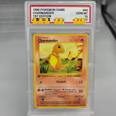 DIY PTCG Rating Card Collection Card 1999 GAME 1ST EDITION CHARMANDER 46/102 Copy 10Points Rating Ca