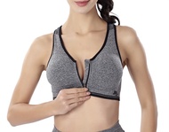 Womens Seamless Zipper Front Mastectomy Bra Comfort Pocket Bra Racerback Sports Bra with Removable