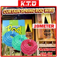 Curtain Rod Expanding Spring Wire 65Feet 20M ( Random Color ) With Screw Hook / Tali Spring Dawai La