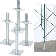 jxgzyy 4 Pcs 12" Adjustable Scaffold Leveling Jack 1.1" OD Galvanized Screw Jack with Base Plate Thr