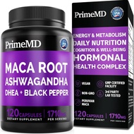 6-in-1 Organic Maca Root Ashwagandha Capsules 1710mg with DHEA and Black Pepper Fruit Extract for Wo