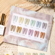 สีเจลพาสเทล โทนพาสเทล สีเจลมาการอง Milan 12สี รุ่น cream-pastel แถมชาร์ตสี สีทาเล็บเจลยกเซต