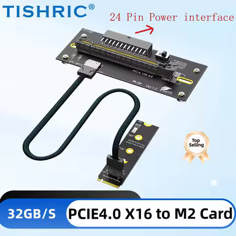 TISHRIC M.2 M-Key 2242 2260 2280 To PCI-E 4.0 X16 With Oculink SFF-8612/8611 Extension Cable PWR ATX