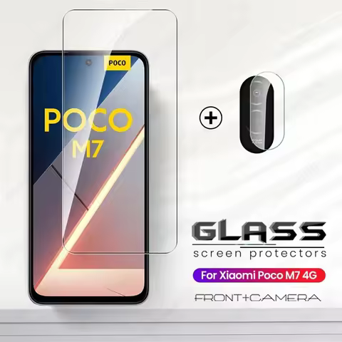 2 In 1 Full Cover Tempered Glass For Xiaomi Poco M7 4G Case Screen Protectors On PocoM7 4G Camera Gl