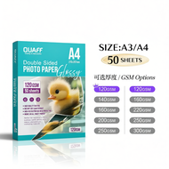 QUAFF 50 sheets Double Sided Glossy Photo Paper A4 Size 120gsm-250gsm-300gsm