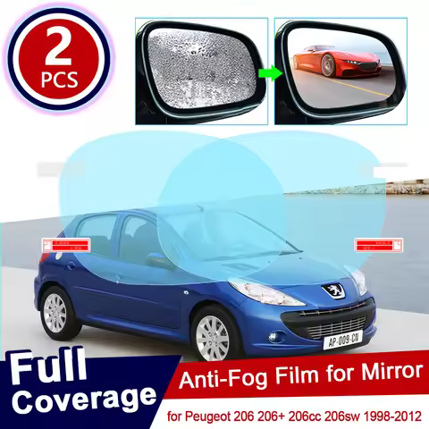 for Peugeot 206 206+ 206cc 206sw CC SW 1998~2012 Full Cover Anti Fog Film Rearview Mirror Rainproof 