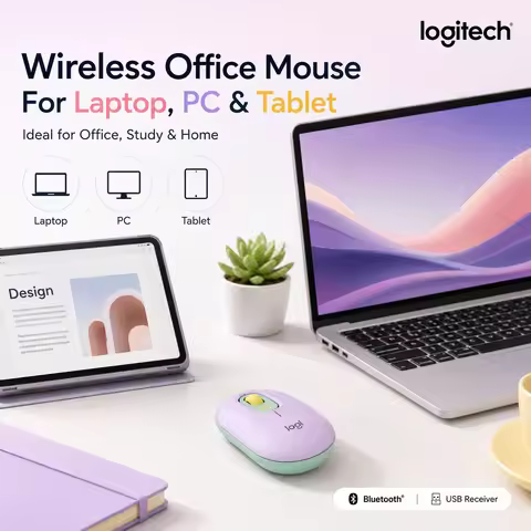Logitech POP M350 Colorful Bluetooth Mouse Silent Click Slim Profile Expressive Style Kawaii Compute