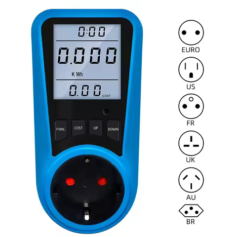 Naughty Bird EU Plug Socket Digital Current Meter Voltmeter AC Power Meter Time Watt Power Energy Te