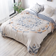 LZD Bohemian Cotton 4-layer Gauze Summer Towel Quilt Queen Super King Bedspread Home Decor Sofa Cove